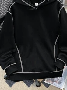SHEIN 青少年男孩休閒寬鬆舒適百搭純色連帽衫，秋冬女款衣物 - 彩色 - 查看 6