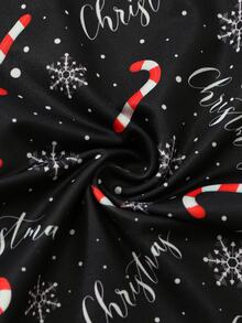 Notgurli Christmas Funny Print Cartoon Santa Claus Gift Box Candy Cane Bell Snowflake Snowman Family Party Men's Mid-Length Flat Front Boxer Briefs - Black - View 5