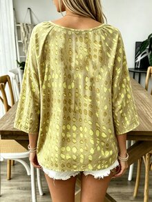 Weeklong Ladies' Plus-Size Patterned Loose Shirt, Casual Vacation Pattern Print V-Neck Shirt, Fashionable Cas - Multicolor - View 2