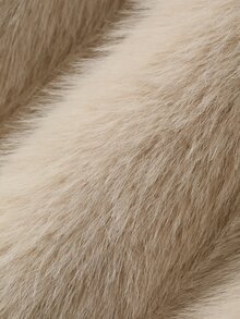 Dazy Plus Solid Color Oversized Lapel Tie-Front Casual Versatile Faux Fur Jacket, Autumn/Winter - Apricot - View 9