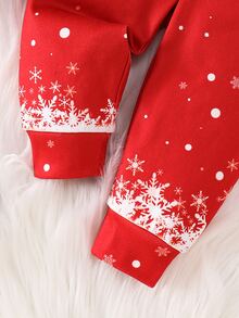SHEIN Setelan Piyama Anak Laki-Laki 2 Potong, Motif Santa Claus Natal Musim Gugur/Dingin - Merah - View 7