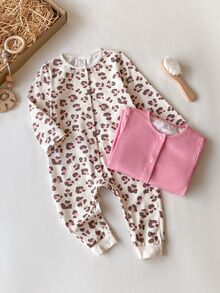 PrepCrw 2PCS Baby Girls Jumpsuits - Red and White - View 3