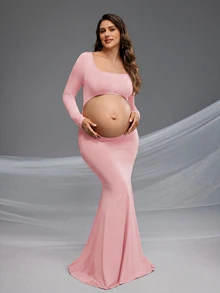Cheriluna Maternity Maternity Mermaid Hem Dress - Pink - View 1
