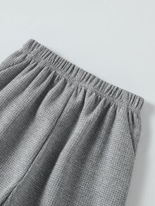 3pcs/Set Waffle Knit Long Pants With Two Stripes Print For Boys, Cuffed Hem - Multicolor - View 4