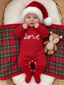 Cozy Pixies Baby Girl Baby Girl Casual Daily Cute Red Infant Autumn Winter Romper - Red - View 1