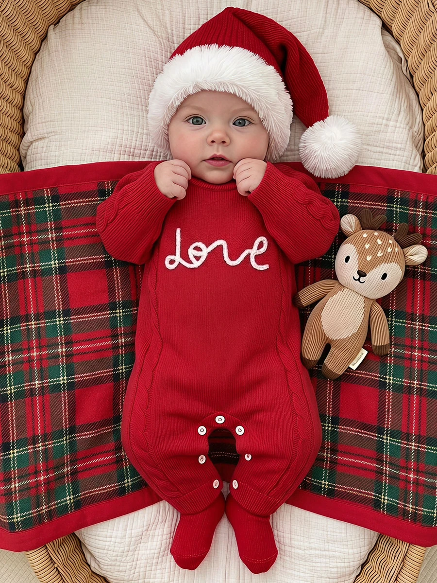 Cozy Pixies Baby Girl Baby Girl Casual Daily Cute Red Infant Autumn Winter Romper - Red - View 1