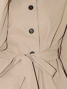 SHEIN Allurite Women's Spring/Autumn Ribbon Stand Collar Trench Coat - Khaki - View 5