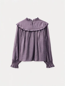 Nöista Blus Longgar Berkerut dengan Bordir Bunga - Dusty Pink - View 9