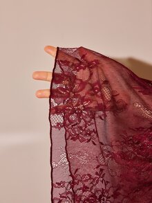 Slumberist Women's Sexy Lace Patchwork Backless Cami Nightgown And Robe Set - Maroon - View 9