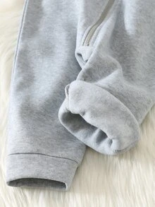 SHEIN 男嬰秋冬基礎簡約紅色、綠色、灰色抓絨內裡加厚連身衣，適合假期、聖誕節、萬聖節 - 彩色 - 查看 4