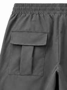 Gym Rark Men's Functional Casual Long Pants, Drawstring Elastic Waist Loose Fit, Reflective Detail Outdoor Hiking Travel Sports Pants - Dark Grey - View 5