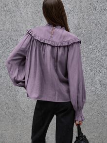 Nöista Blus Longgar Berkerut dengan Bordir Bunga - Dusty Pink - View 6