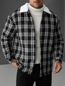 Manfinity CasualCool 男士格紋長袖撞色翻領休閒冬季夾克 - 彩色 - 查看 6