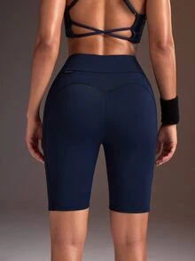 Powerista Women's High Waist Daily Fitness Sports Shorts - Navy Blue - View 6