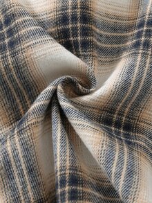 SHEIN Baby Boy Plaid Pattern Turndown Collar Long Sleeve Button-Up Shirt - Brown - View 6