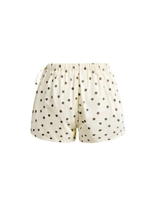 ROMWE Kawaii Women's Cute Polka Dot Denim Set - Beige - View 7