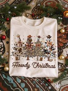 EMERY ROSE Áo thun casual size lớn in họa tiết Pumpkin Spice mùa thu Halloween - Màu be - Xem 1