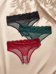 Charlaine Women's Lace Trim Triangle Panties 3-Piece Set - Multicolor - View 5