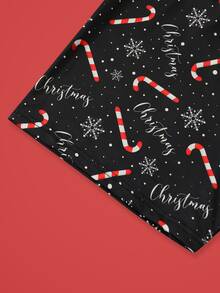 Notgurli Christmas Funny Print Cartoon Santa Claus Gift Box Candy Cane Bell Snowflake Snowman Family Party Men's Mid-Length Flat Front Boxer Briefs - Black - View 4
