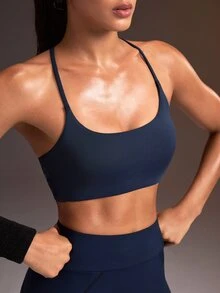 Powerista Women's Minimalist Casual Sports Bra For Yoga And Fitness - Blue - View 5