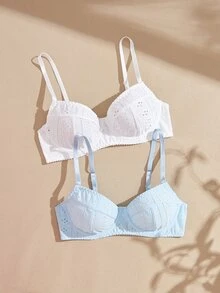 Lullawish Bohemian Romantic Pastoral Hollow Jacquard 2pcs/Set Women's Lingerie Bra - Multicolor - View 6