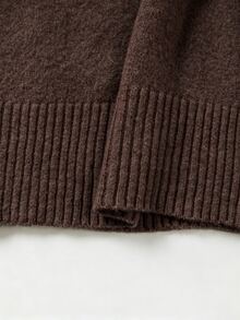 RosyDaze Women Oversized Polo Collar Balloon Sleeve Knit Sweater - Coffee Brown - View 6