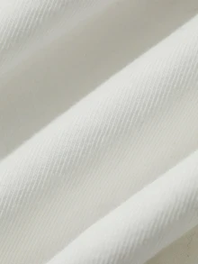 Dazy Plus Minimalist Half-Button Front Casual White Long Sleeve Versatile T-Shirt - White - View 6