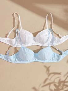 Lullawish Bohemian Romantic Pastoral Hollow Jacquard 2pcs/Set Women's Lingerie Bra - Multicolor - View 1