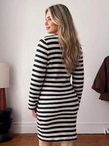 Vionelle Plus Size Women's French Casual Elegant Striped Single-Breasted Long Sleeve Jacket - Khaki - View 2