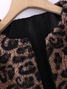 SHEIN Casuvi Kids 1件女童柔軟毛絨外套，優雅高貴長袖短版修身連帽外套，適合秋冬穿著 - 彩色 - 查看 5