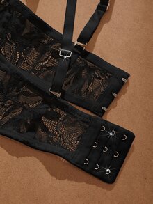 Qdormo 2件組女性性感蕾絲內衣套裝 - 黑色 - 查看 5