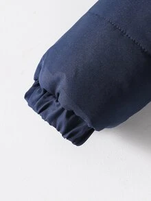 SHEIN 男童加厚外套，戶外風格，秋冬款，白色/灰色/藍色拼接，簡約時尚舒適 - 藍白色 - 查看 7