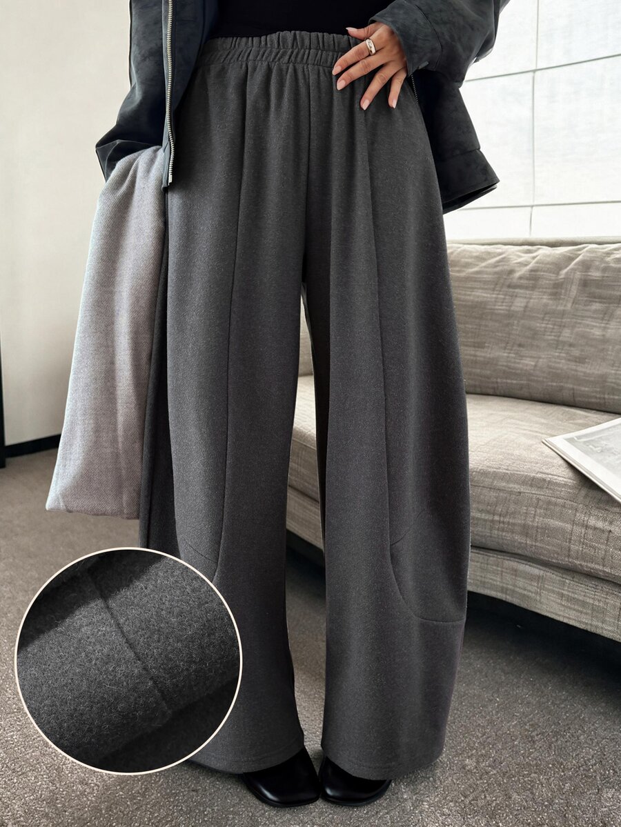 DAZY Women's Solid Color Elastic Waist Loose Fit Lounge Pants - Grey - View 1