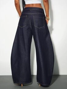 Denimoi Women's Colorblock Casual Versatile Daily Wear Jeans - Dark Wash - View 6