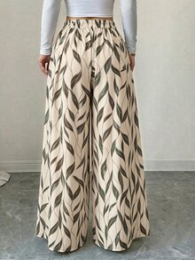 Elenzga 女款春夏優雅街頭度假通勤印花拼接長褲 - 彩色 - 查看 2