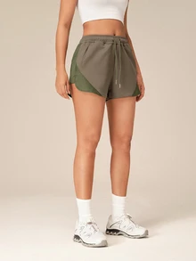 OutZeal Women Outdoor Green Shorts Gym Running Workout Elastic Waist Mesh Panel With Pockets - Green - View 7