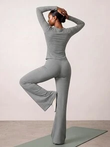 Zivah Women's Striped Button Long Sleeve Top And Drawstring Waist Pants Sportswear Set - Multicolor - View 6