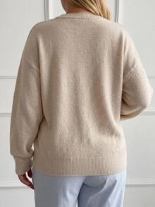 Dazy Plus Plus Size Women's Autumn/Winter New Loose Casual Minimalist Basic Crew Neck Sweater - Camel - View 4