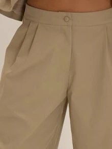 MUSEYN Stone Woven Barrel Leg Pants Versatile Everyday Casual Chic New Season Fall - Khaki - View 5