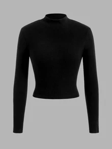 SHEIN EZwear 3件組家庭套裝純色半高領長袖T恤 - 彩色 - 查看 5