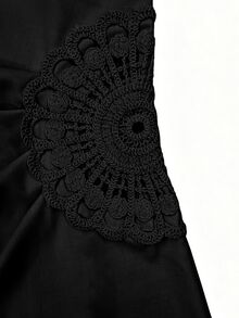 GlowEve CURVE 大尺碼女款優雅貼花洋裝，適合日常通勤 - 黑色 - 查看 3