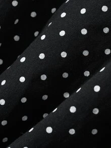 Dazy Plus Rok A-Line Gaya Korea Motif Polkadot Wanita Ukuran Besar dengan Trim Renda Kontras dan Pinggang Elastis - Navy Blue - View 3