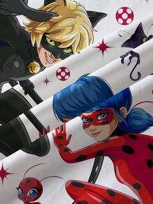 Miraculous Ladybug X SHEIN Tween Girl Anime Character Print Crew Neck Short Sleeve Casual T-Shirt - White - View 7