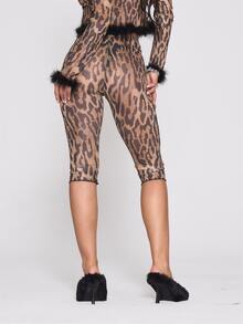 MUSERA Legging Capri Semi Transparan Motif Leopard Motif Leopard untuk Musim Gugur/Musim Dingin, Gaya Keren untuk Liburan, Sehari-hari, Pinggir Jalan, Pemberontak - MultiWarna - View 5