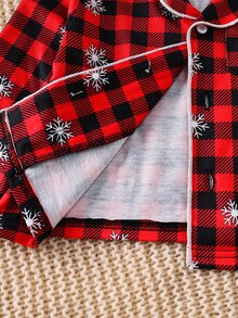 SHEIN 2pcs Set Piyama Bayi Laki-laki Motif Kotak-kotak Natal - MultiWarna - View 3
