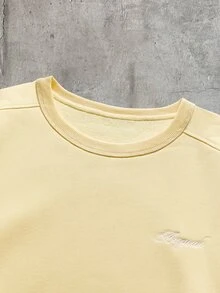 AXEPEAK 休閒運動賽車風 黑灰配色拼色拼接時尚百搭長袖套頭衫 - 黃色 - 查看 3