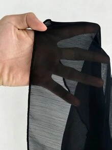 Rustia 大尺碼女款棕色秋季優雅長袖襯衫，百褶紋理布料，雙層荷葉領，適合情人節約會與外出穿搭 - 黑色 - 查看 6