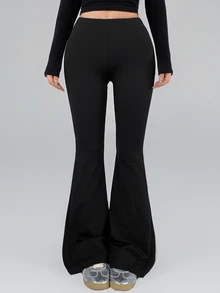 DAZY Autumn Korean Style Asymmetrical Peplum Skirt Black Long Pants Casual Street Fitness Women's Sports Leggings - Black - View 6