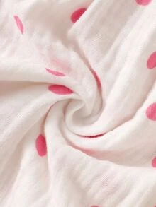 SHEIN 2件組新生女嬰連身衣可愛甜美公主風白色粉色圓點蝴蝶結荷葉邊長袖圓領生日派對秋季假期保暖舒適 - 粉色 - 查看 6