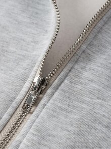 STYNVO طقم سويت شيرت رجالي بألوان متباينة مع سحاب وأكمام طويلة وبنطال رياضي - رمادي - مشاهدة 6